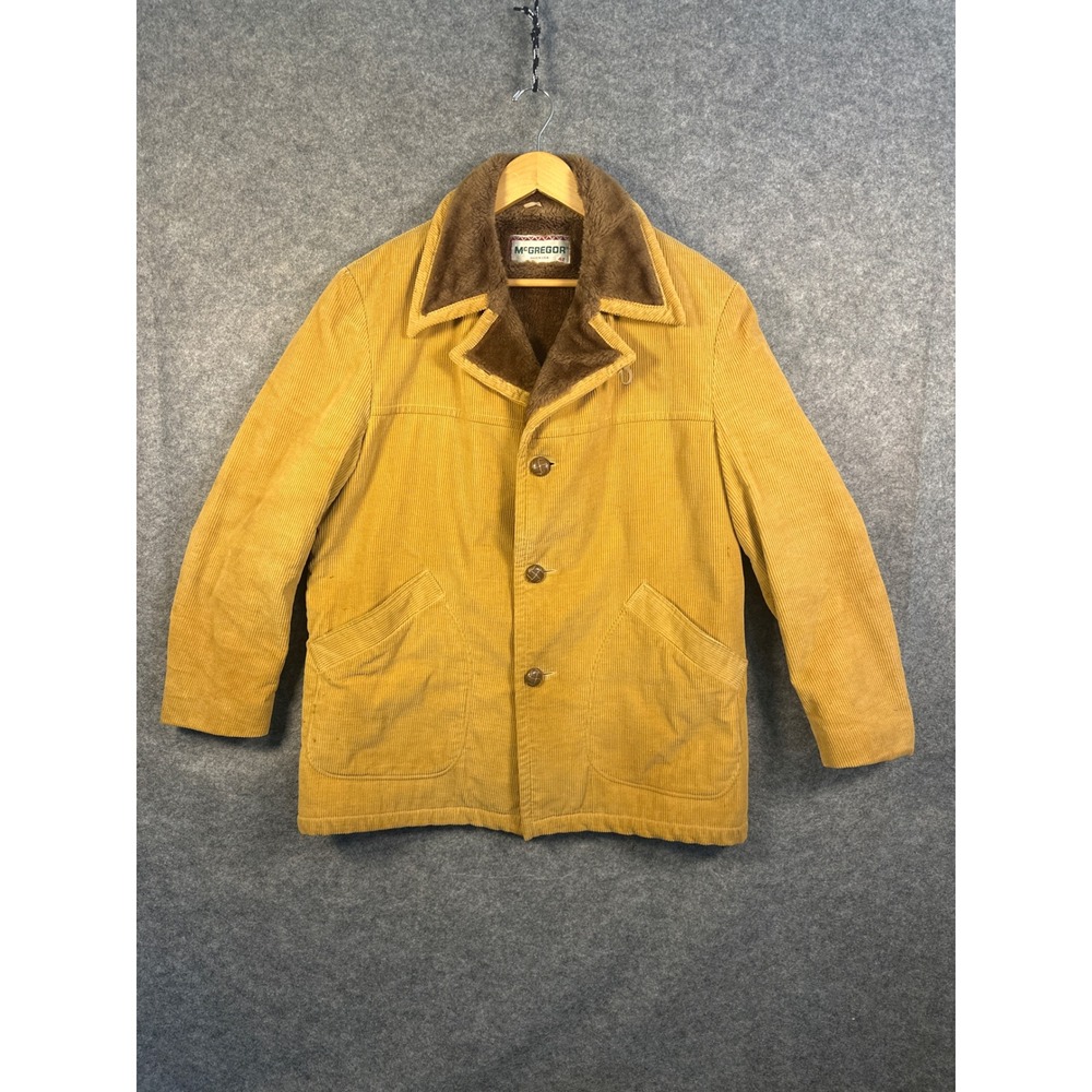 McGregor Mens Mustard‎ Yellow Corduroy Sherpa Lined Winter Jacket Size L